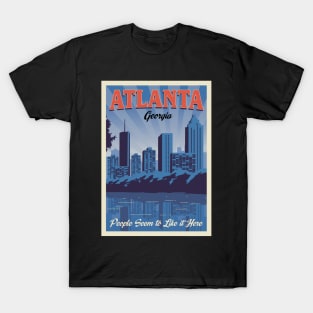 Atlanta Georgia Skyline Cityscape Vintage Travel Poster T-Shirt